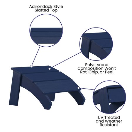 Flash Furniture Navy Blue Poly Resin Adirondack Style Ottoman JJ-C14309-NV-GG